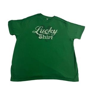 St Patrick’s Day Shirt Men XL Green Cotton Polyester Lucky Lightweight Crew Neck